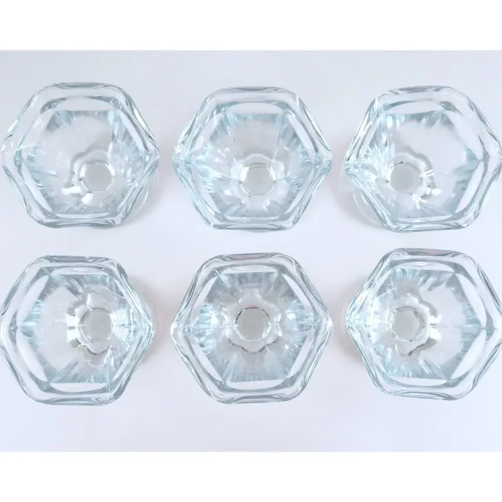 Vintage Anchor Hocking Clear Glass Footed Sherbet Dessert Glass Dishes Set of 6